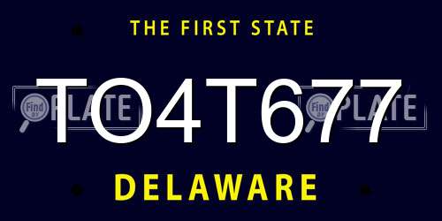 TO4T677 Delaware License Plate