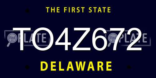TO4Z672 Delaware License Plate