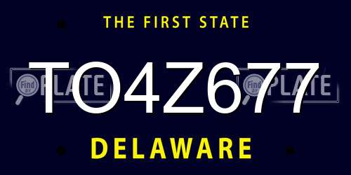 TO4Z677 Delaware License Plate