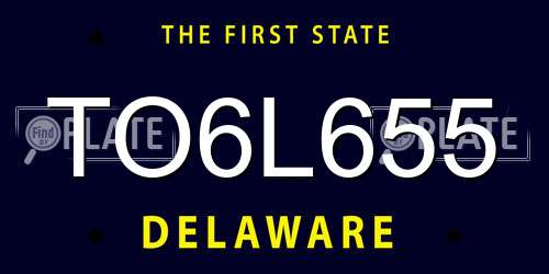 TO6L655 Delaware License Plate
