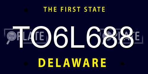 TO6L688 Delaware License Plate