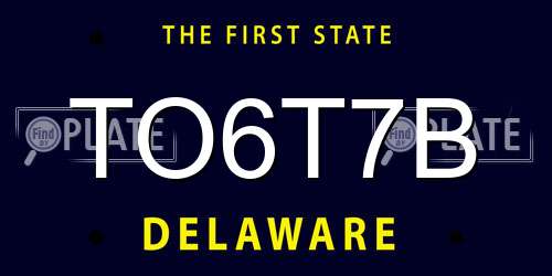TO6T7B Delaware License Plate