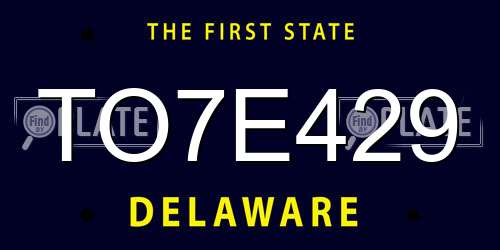 TO7E429 Delaware License Plate