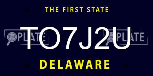 TO7J2U Delaware License Plate