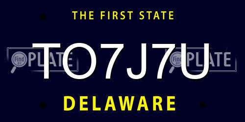 TO7J7U Delaware License Plate