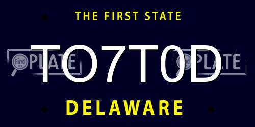 TO7T0D Delaware License Plate