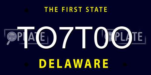 TO7T0O Delaware License Plate