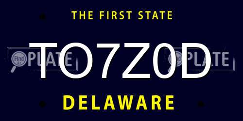 TO7Z0D Delaware License Plate