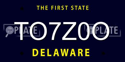 TO7Z0O Delaware License Plate
