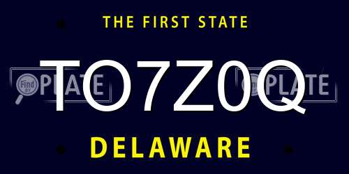 TO7Z0Q Delaware License Plate