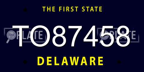 TO87458 Delaware License Plate