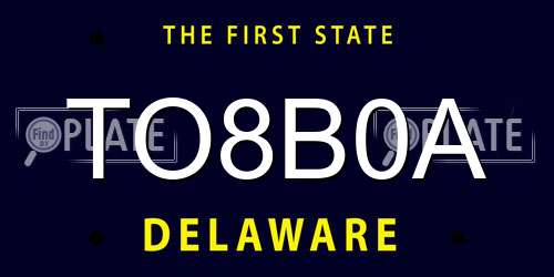 TO8B0A Delaware License Plate
