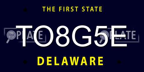 TO8G5E Delaware License Plate