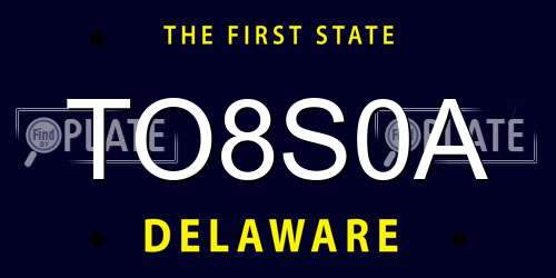 TO8S0A Delaware License Plate