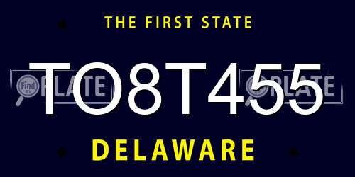 TO8T455 Delaware License Plate