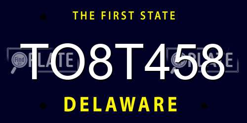 TO8T458 Delaware License Plate
