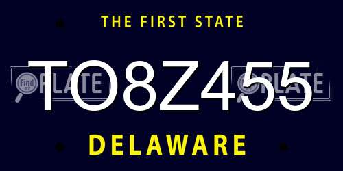 TO8Z455 Delaware License Plate