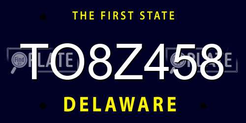 TO8Z458 Delaware License Plate