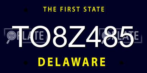 TO8Z485 Delaware License Plate