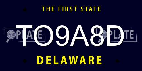 TO9A8D Delaware License Plate