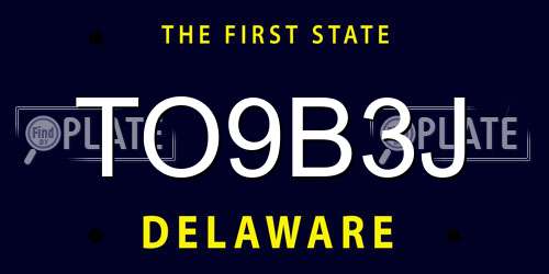 TO9B3J Delaware License Plate