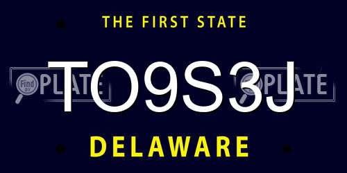 TO9S3J Delaware License Plate