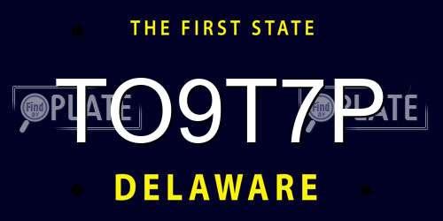 TO9T7P Delaware License Plate