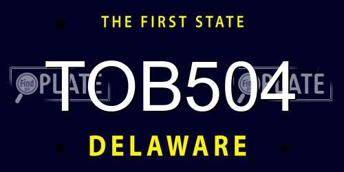TOB504 Delaware License Plate