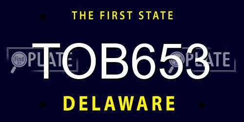 TOB653 Delaware License Plate