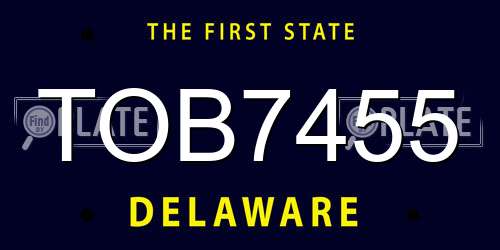 TOB7455 Delaware License Plate