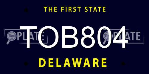TOB804 Delaware License Plate