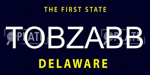 TOBZABB Delaware License Plate
