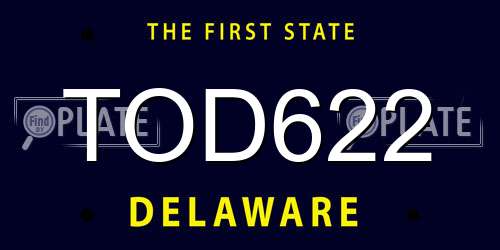 TOD622 Delaware License Plate