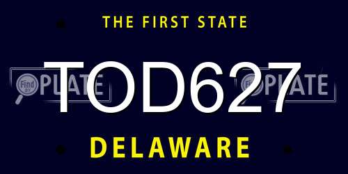 TOD627 Delaware License Plate