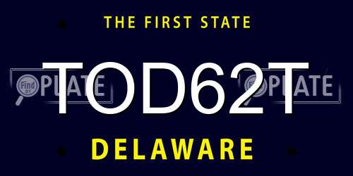 TOD62T Delaware License Plate
