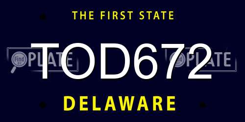 TOD672 Delaware License Plate