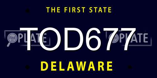 TOD677 Delaware License Plate