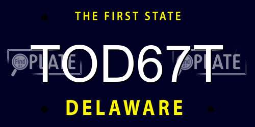 TOD67T Delaware License Plate