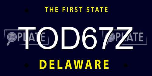 TOD67Z Delaware License Plate