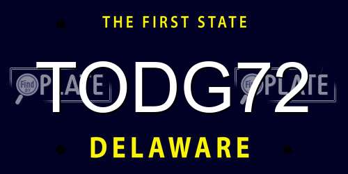 TODG72 Delaware License Plate