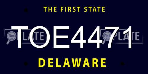 TOE4471 Delaware License Plate