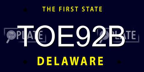 TOE92B Delaware License Plate