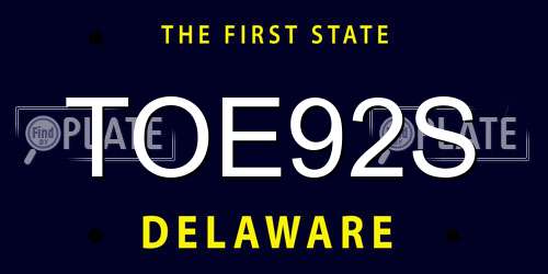 TOE92S Delaware License Plate