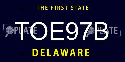 TOE97B Delaware License Plate