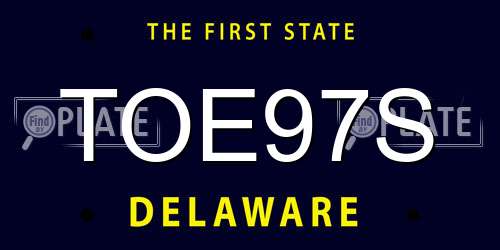 TOE97S Delaware License Plate