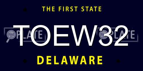 TOEW32 Delaware License Plate