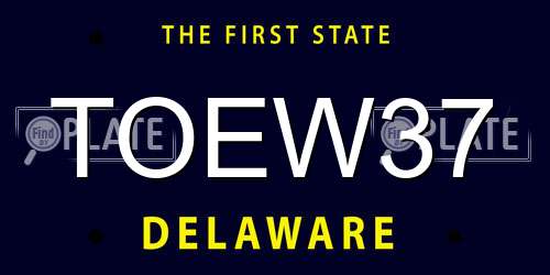 TOEW37 Delaware License Plate