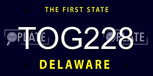TOG228 Delaware License Plate
