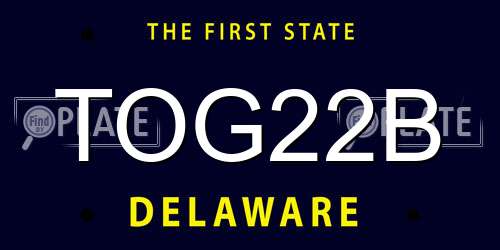 TOG22B Delaware License Plate
