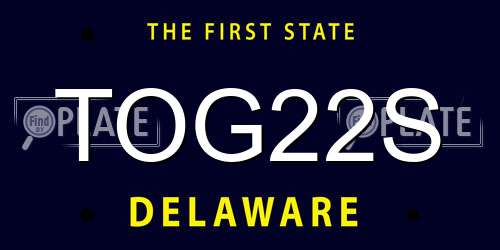 TOG22S Delaware License Plate